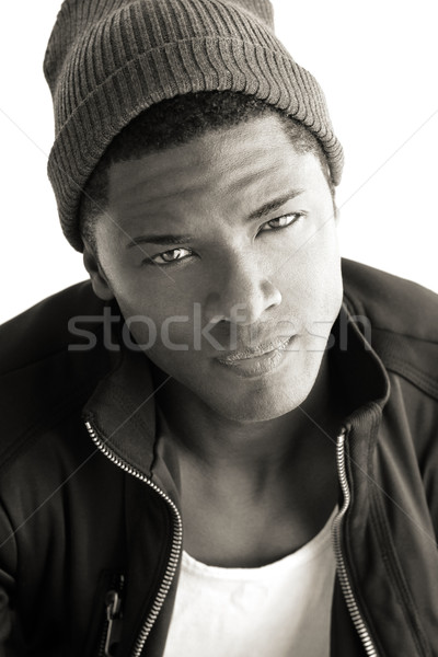 Jeunes élégant homme noir sépia intime portrait Photo stock © curaphotography