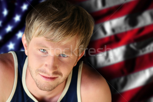 Hombre bandera retrato todo americano joven Foto stock © curaphotography
