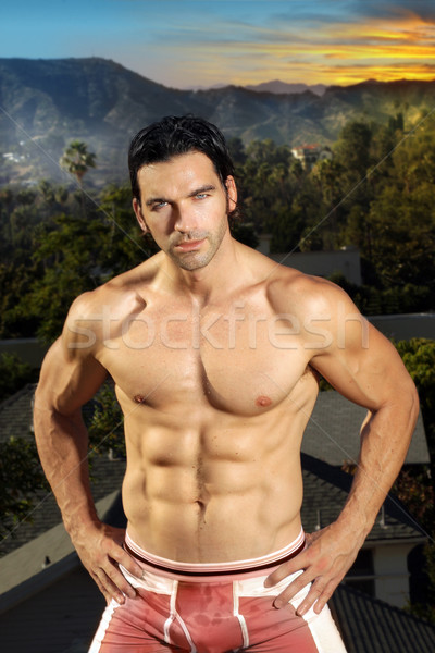 Fitness mężczyzna dopasować muskularny model egzotyczny Zdjęcia stock © curaphotography