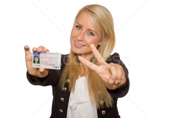 Fiatal nő mutat jogosítvány 16 18 éves lány Stock fotó © Cursedsenses