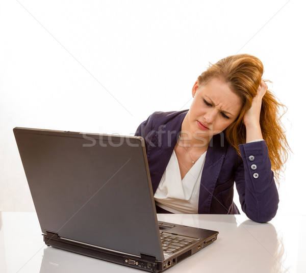 Młoda kobieta komputera brak 100 procent Zdjęcia stock © Cursedsenses
