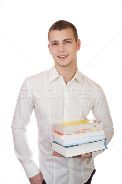 Fiatal üzletember hordoz könyvek üzletember mosoly Stock fotó © Cursedsenses