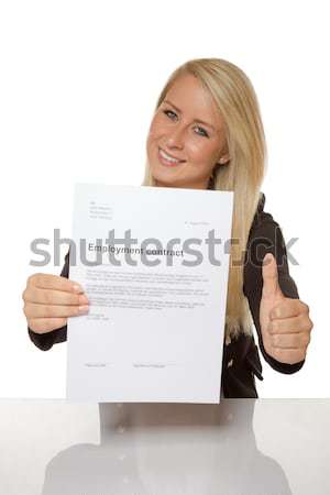 Stock photo: Young woman got a job application rejection a looks astonished