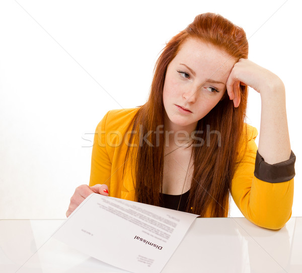 Genç kadın bakıyor üzücü iş 100 yüzde Stok fotoğraf © Cursedsenses