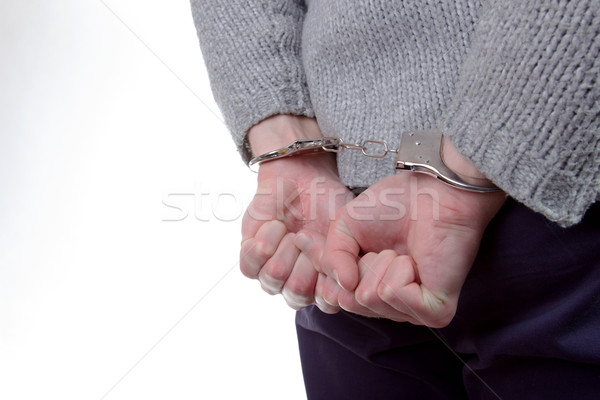 Nastolatek aresztować kajdanki dziewczyna tle Zdjęcia stock © Cursedsenses