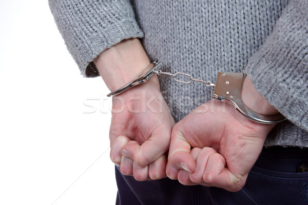 Tinédzser letartóztatás visel bilincs lány háttér Stock fotó © Cursedsenses