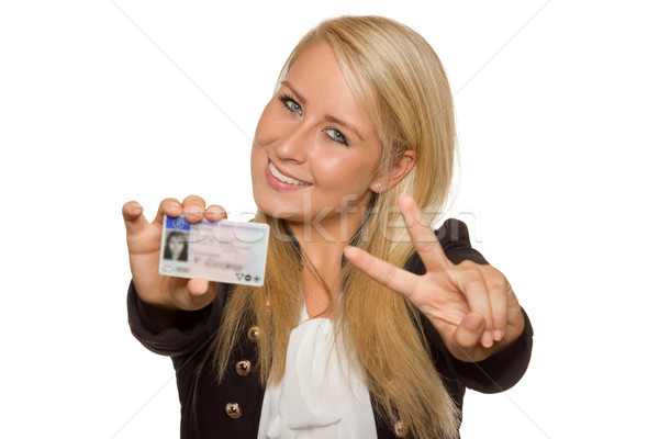 Fiatal nő mutat jogosítvány 16 18 éves lány Stock fotó © Cursedsenses