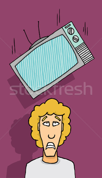 телевизор падение голову Cartoon вектора юмор Сток-фото © curvabezier