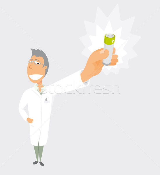 Scientist holding ecologic battery / Clean energy Stock photo © curvabezier