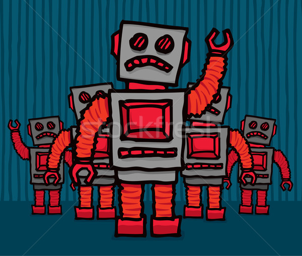 Foto stock: Zangado · robô · máfia · tecnologia · brinquedo · desenho · animado