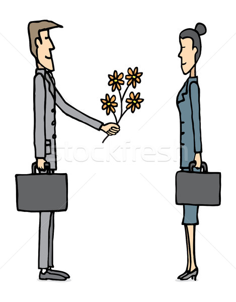 Business Liebe Geschäftsmann Blumen Blume Anzug Stock foto © curvabezier