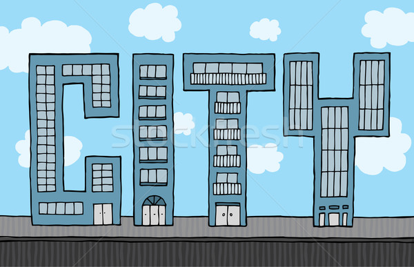 Edifici città grattacielo cartoon Foto d'archivio © curvabezier