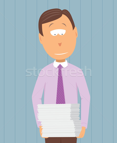 Work pending / Businessman carrying reports Stock photo © curvabezier