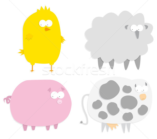 Vecteur animaux de la ferme papier coupé style [[stock_photo]] © curvabezier