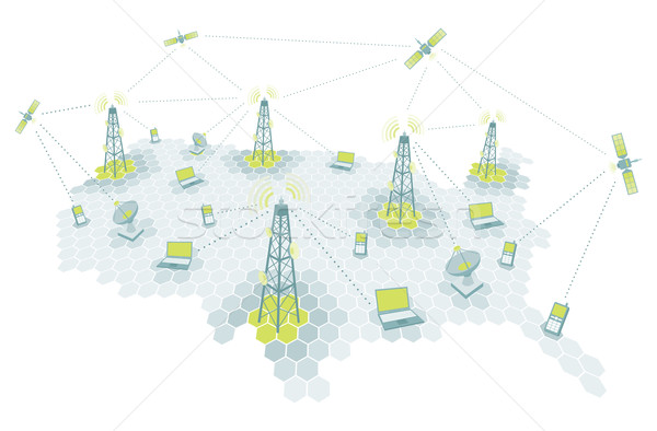 Complex telecomm network / Communication diagram Stock photo © curvabezier