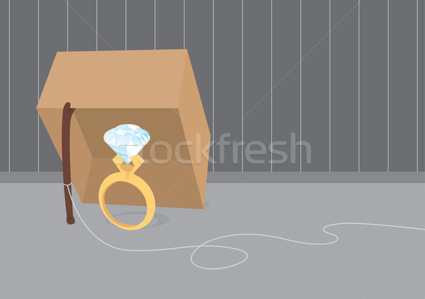 Gold Trap Ehe Hochzeit Diamant Karikatur Stock foto © curvabezier