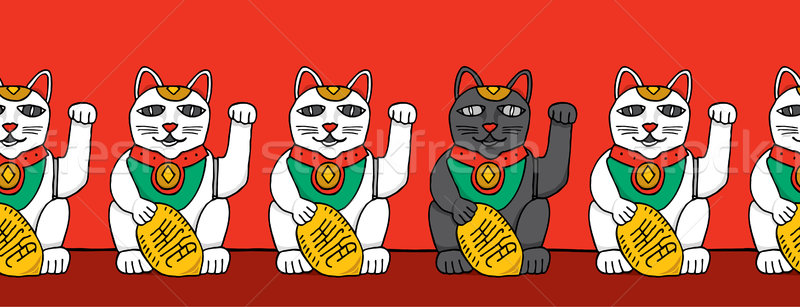 Gato negro blanco gatos negro Cartoon China Foto stock © curvabezier