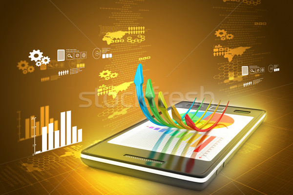 Smart phone showing a growth graph  and a pie chart Stock photo © cuteimage