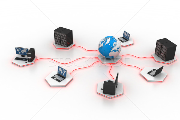 Foto stock: Global · computador · networking · negócio · internet · globo