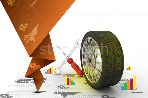 3D pneus remplacement voiture design fond Photo stock © cuteimage