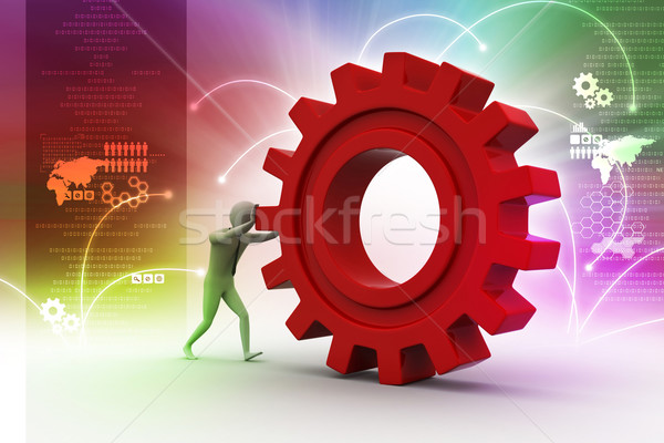 [[stock_photo]]: 3d · man · poussant · engins · résumé · énergie · Emploi