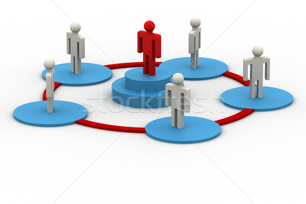 Stockfoto: 3D · model · leider · rond · teamwerk · zakenman