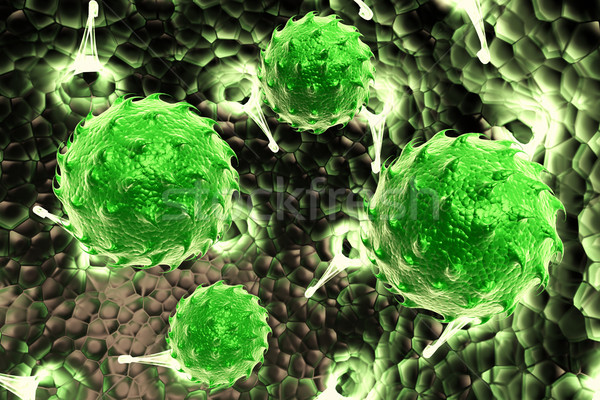 green virus cell symbol representing bacterial infection Stock photo © cuteimage