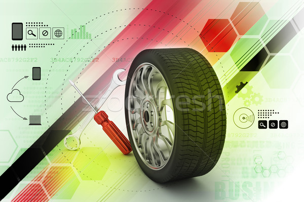 3D pneus substituição carro projeto fundo Foto stock © cuteimage