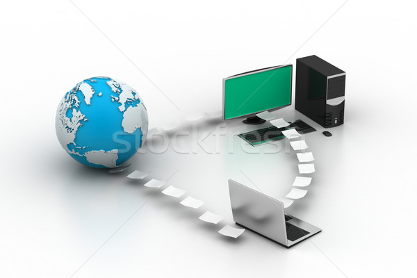 Stockfoto: Computer · netwerken · wereldbol · business · internet · abstract