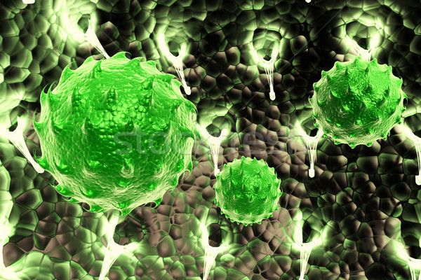 green virus cell symbol representing bacterial infection Stock photo © cuteimage