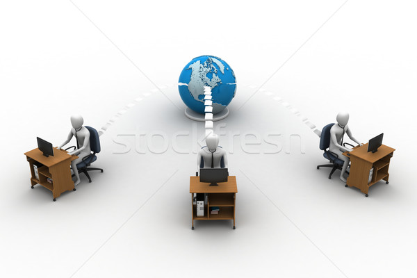 Stock photo: Networking people  with globe