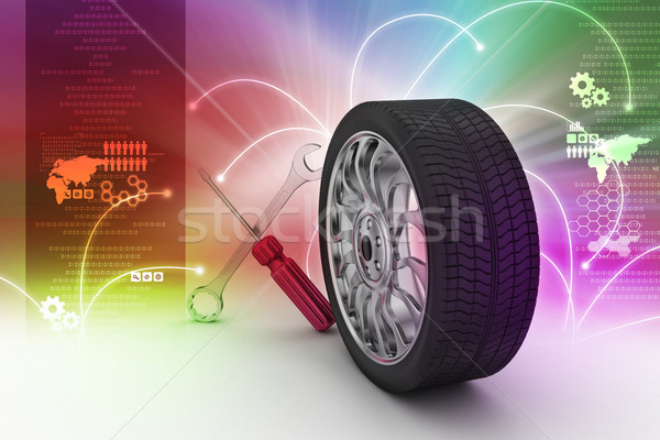 3D pneus remplacement voiture design fond Photo stock © cuteimage