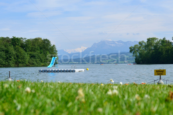 View to Lake Sempach and the Alps Stock photo © cwzahner