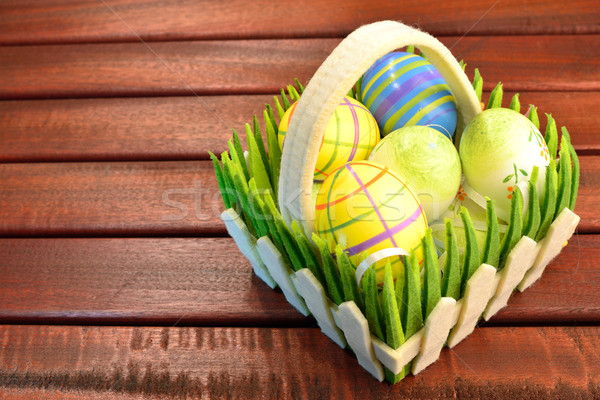 Orientale oeufs panier table en bois Pâques printemps [[stock_photo]] © cwzahner