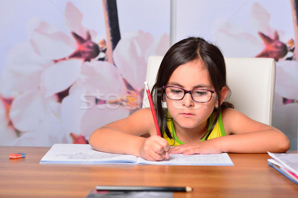 Peu cute fille devoirs maison famille [[stock_photo]] © cwzahner