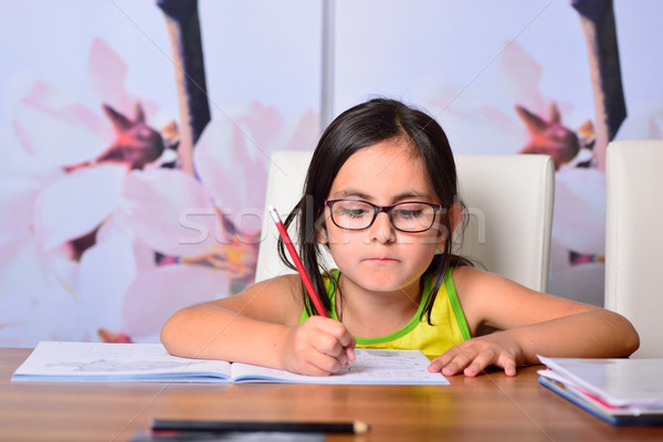 Peu cute fille devoirs maison famille [[stock_photo]] © cwzahner