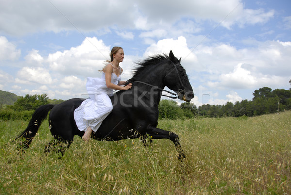 Stock photo: riding wedding woman