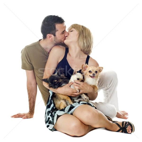 [[stock_photo]]: Amoureux · chiens · romantique · femme · homme