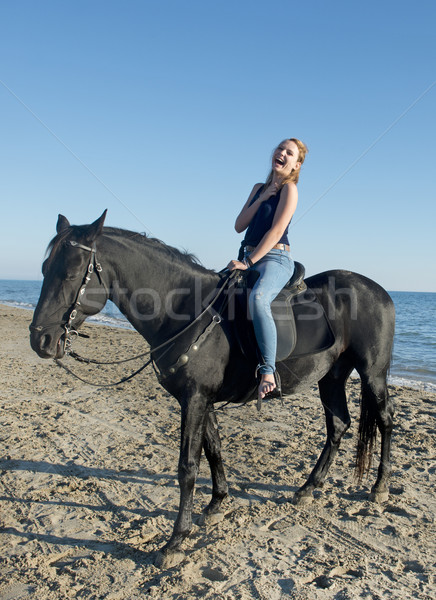 woman and horse Stock photo © cynoclub