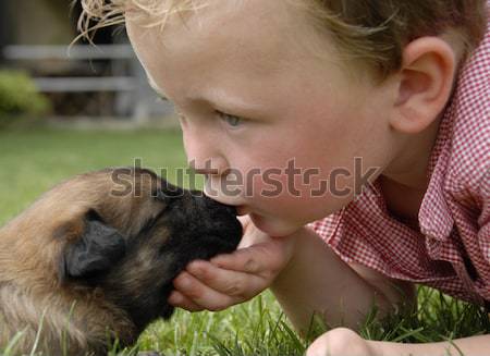 Meisje chick hond beste vriend rottweiler Stockfoto © cynoclub