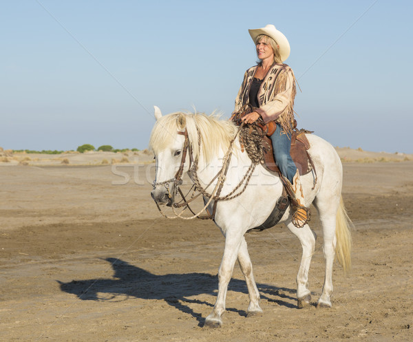 cowgirl on camargue horse Stock photo © cynoclub