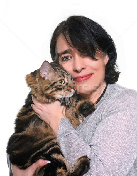 Stockfoto: Maine · kat · vrouw · studio · meisje