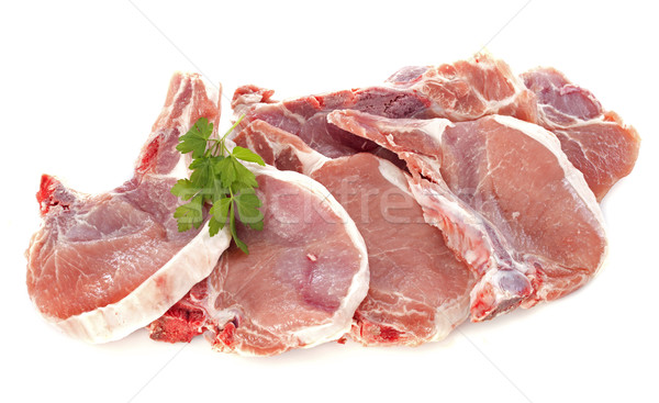 Carne de porco comida carne fundo branco frescura salsa Foto stock © cynoclub
