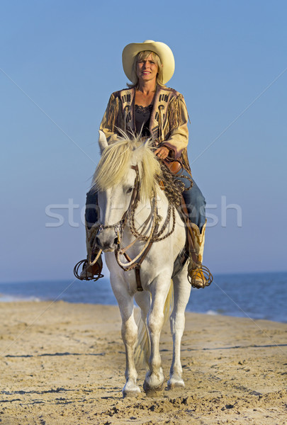 cowgirl on camargue horse Stock photo © cynoclub