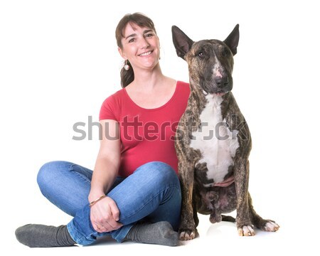 Stok fotoğraf: Border · collie · beyaz · kız · mutlu