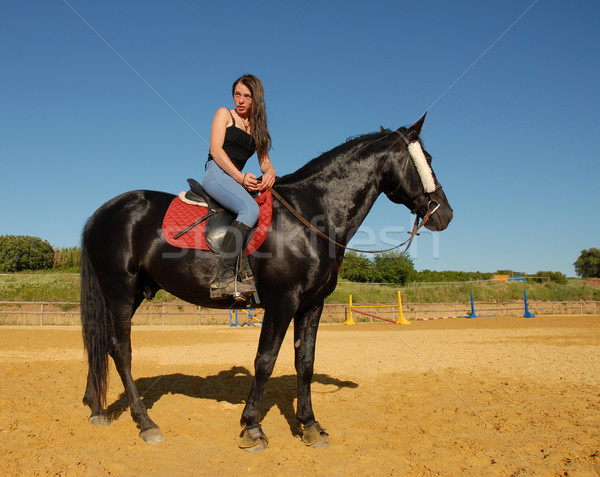 horse and woman in dressage Stock photo © cynoclub