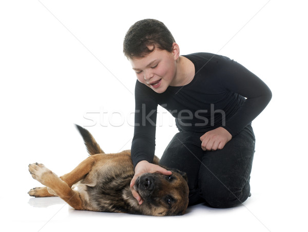 Jóvenes adolescente perro ninos amigos nino Foto stock © cynoclub