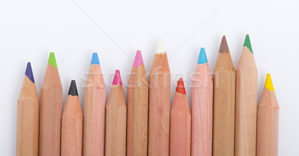 Colour pencils on white background close up Stock photo © cypher0x