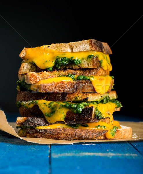 Sandviç peynir pırasa gıda sağlık kahvaltı Stok fotoğraf © cypher0x