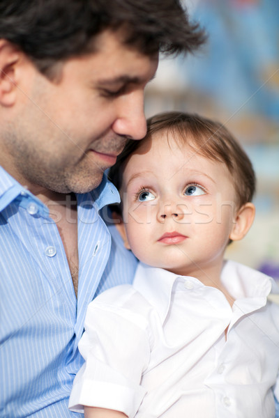 Lovely portrait of father and little son Stock photo © d13